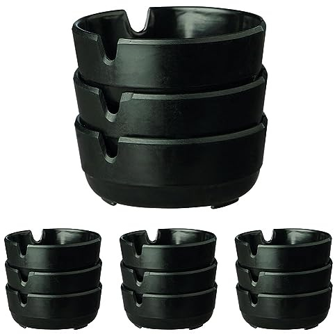APS 576 Set di 12 posacenere in melamina nera, Ø 8 x 3 cm