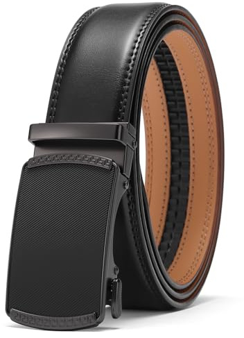 SENDEFN Gürtel Herren, Ledergürtel herren Ratsche Automatikschließe für Herren Business Anzug, Breit 35mm,Größe Einstellbar Belt
