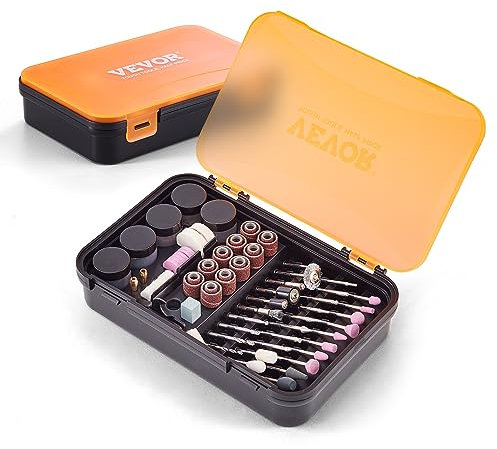 VEVOR Kit Accessoires pour Outils Rotatifs Multifonction 357PCS Accessoires d'Outil Rotatif Multi-usage Diamètre de Tige 3,2 mm avec Boite de Rangement 210x135x45 mm pour Sculpter Poncer Couper Polir