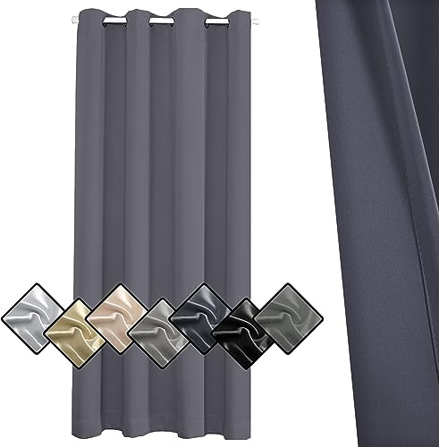Sichtschutz Blickdichte Gardinen 200x200cm, Lange Gardinen, verfügen den Komfort und die Haltbarkeit für Schlafzimmer Gesund Wohnen,Dunkelgrau 1 Stück (HöhexBreite)