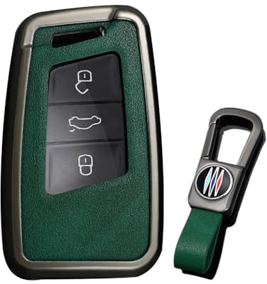 KUNIO Custodia per chiave auto adatta per VW Magotan Passat B8 CC Tiguan MK2 Jetta, adatta per Skoda Superb A7 Kodiaq Keyless, in metallo, B verde., Nur keyless Go