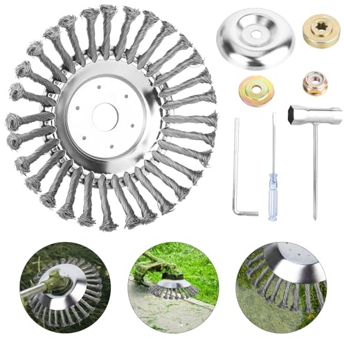 smtfcty Tête Brosse Débroussailleuse,150 x 25.4 mm Brosse Desherbage Debroussailleuse avec 7 pcs Accessoires,Brosse pour Mauvaises Herbes en Acier pour Pelouse Jardin ​Agriculture