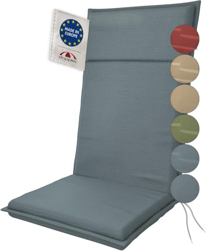 Doppler Cojín para Silla de Respaldo Alto Sierra Grafito 119x48x6cm - con protección Antimanchas | cómodo con Lazos para Atar para balcón, terraza y jardín