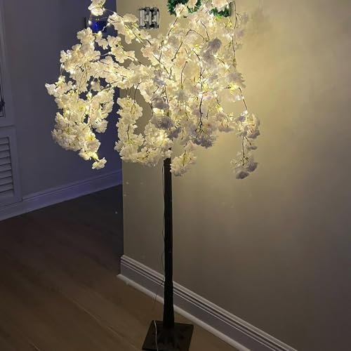 Cerisier artificiel lumineux à LED, 1,2 m, bonsaï, avec lumière, pour décoration intérieure, cour, mariage, vacances, décoration de Noël, blanc chaud