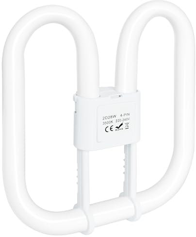 GR10Q 4-PIN 28W(Large Size 20*20cm) Compact Fluorescent Lamp Non-Dimmable Warm White 3500K, 230V , Recessed Ceiling Light, CFL Light Bulb, Low Energy Light Bulb, Suitable for Indoor Stair Corridors