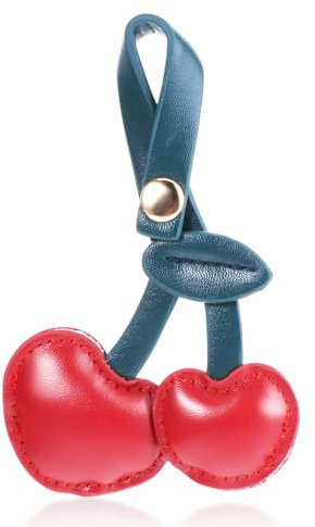 Mabor Snap Taschen Anhänger,Süße Kirsch Taschenanhänger Schlüsselanhänger Kirsche Bag Charms PU Anhänger Tasche Kirsch Anhänger Cherry Cute Keychain Geldbörsenanhänger für Geldbörsen Taschen Damen