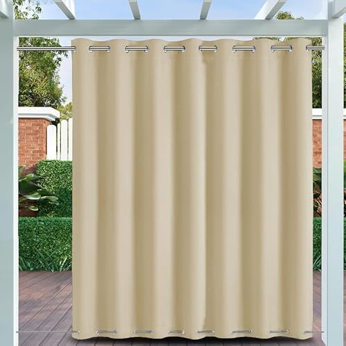 BliRiki Outdoor Vorhänge mit ösen Oben und Unten, Outdoor Vorhänge Wetterfest Sonnenschutz Blickdicht Outdoor Gardine für Pavillon Terrasse | 1 Stück, Biscotti Beige, B183xH213cm