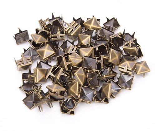 Respicefinem 100 Stück 9 Mm Pyramidennieten Aus Messing Und Kupfer Quadratische Nieten Für Lederdekoration In Kleidung Schuhe Taschen Und Schmuck Bronze