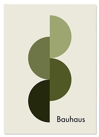 Baibexing Abstraktes Bauhaus-Grün, Hd-Leinwandgemälde, Minimalistisches Wandkunst-Poster Und Druck, Schlafzimmer, Wohnzimmer, Heimdekoration, A4 30X40Cm Kein Rahmen