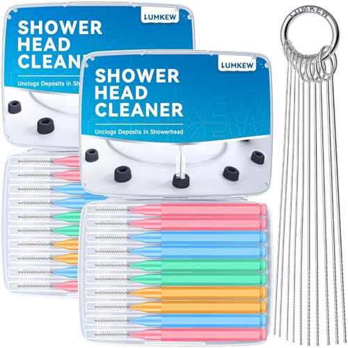 Lumkew Multiszie Lot de 30 outils de nettoyage pour pommeau de douche, brosse de nettoyage pour buse à petit trou avec boîtes de rangement, déboucheur de pommeau de douche pour salle de bain