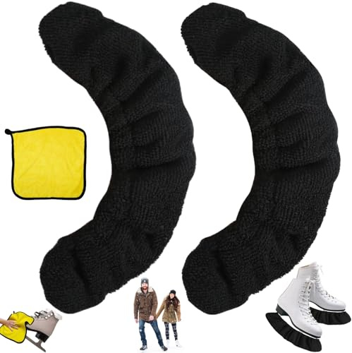 Liekadijiae 1 Paar Verstellbarer Schlittschuh Kufenschoner, Kufenschutz Zubehör, Schlittschuhe Schoner mit Mikrofasertücher, für Hockeyschlittschuhe, Eiskunstlaufschuhe und Eislaufschuhe