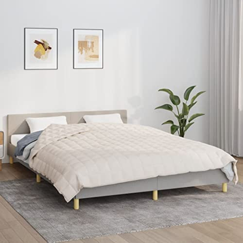 Bettwäsche & Bettwäsche, Bettwäsche, Decken, Gewichtsdecke, Hellcreme, 220 x 240 cm, Kingsize-Bett, 15 kg Stoff