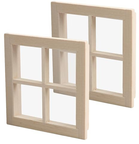 Meubles de Maison de Poupée, Dancepandas 2 Pièces 1:12 Échelle Fenêtre Miniature DIY Meubles Miniatures Modèle Jouets Mini Fenêtre en Bois Non Peint Simulation Micro Paysage Décoration