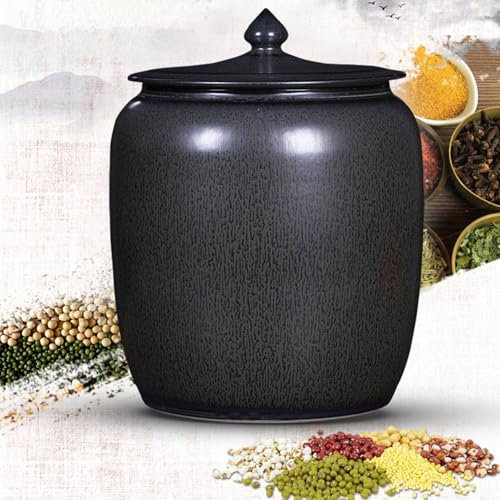 YUGXTH Ceramic Rice Container, Food Storage Jar and Ceramic Rice Jar with Lid, Rice Storage Container, Kitchen Sealed Jar with Lid Grain Dispenser, for Flour, Rice, Nuts, Snacks(15kg)