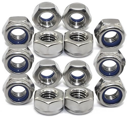 Dadi M6, 100 dadi autobloccanti in acciaio inox A2 V2A DIN 985, dadi esagonali di sicurezza per elettrodomestici e tecnici