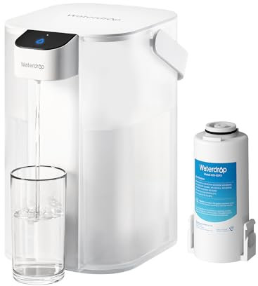 Waterdrop Instant Electric Water Filter Jug with a 3-Months Filter, WD-ED61W 3.5L Countertop Water Filter System, Reduce 98% Chlorine and 20+ Contaminants, White (NOT Reduce TDS)