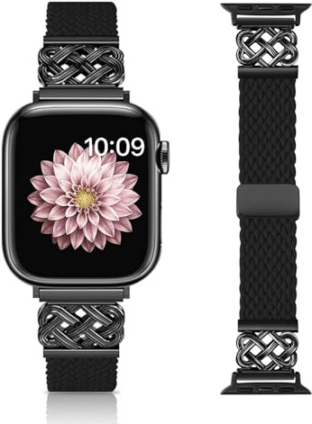 chinbersky Tressés Bracelets Compatibles avec Apple Watch Bracelet 44mm 45mm 46mm 49mm 42mm, avec Boucle Interlock Magnétique Tissu Nylon Bracelet pour iWatch Ultra Series 10/9/8/7/6/5/4/3/2/1/SE