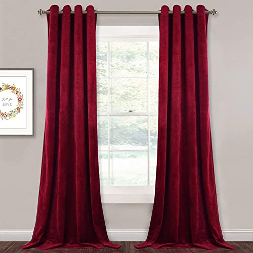 Tende oscuranti in velluto rosso, 100 x 115 cm, isolamento termico con occhielli, blocco della luce, insonorizzanti, per camera da letto e soggiorno, 1 pezzo