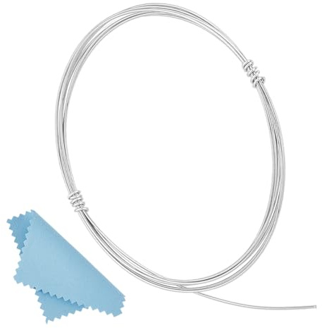 BENECREAT - Alambre de plata de ley chapado en platino auténtico de 0,5 mm 925 alambre de hierro redondo y medio flexible de 1 m con paño de pulido para la fabricación de joyas, anillos pulseras y