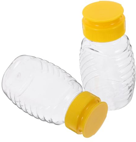 VICASKY Honig Quetschspender 2 Stück 108ml aus Kunststoff, Wiederbefüllbar | Präzise Dosierung, Auslaufsicher und Leicht zu Reinigen, Honigspender Glas Tropffrei