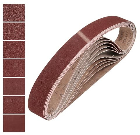 QUARKZMAN 50 mm x 1220 mm sandpapper, 14 stycken 40/60/80/120/180/240/400 korn, aluminiumoxidslipband för slipmaskin, för träbearbetning, metallpolering, knivvässare