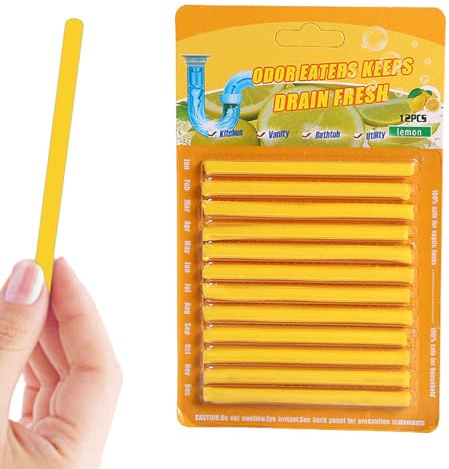 Abflussreiniger Sticks, 12 Stück Desodorierungsmittel, Geruchskiller Abfluss Dusche, Stoppe Stinkende Verstopfte Abflüsse, Kraftvolle Abfluss Geruchskiller für Kanalisation, Küche,Waschtisch