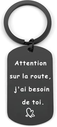 FANAOREN Cadeau Saint Valentin Homme Femme Papa Maman Copain Copine Mari Fils Porte Clef Attention Sur La Route Idee Cadeau Homme Anniversaire Noel Calendrier de l'avent Fete Des Peres