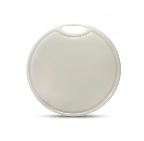 Round White Plastic Kitchen Chopping Board – Durable Cutting Board for Food Preparation, Fruits, Vegetables & Meat – Easy to Clean, Non-Toxic, Lightweight – 34 x 0.7 cm