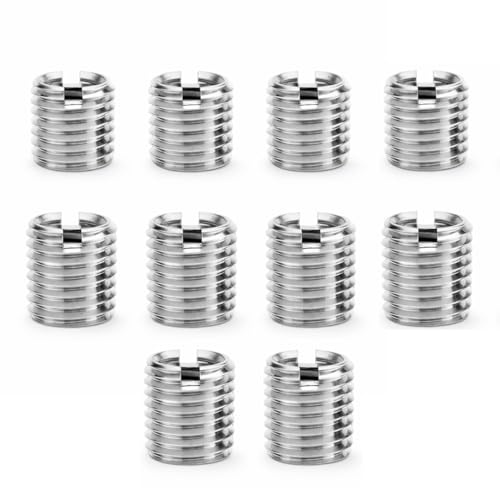 Lot de 10 inserts filetés M4 à M8, hauteur 8 mm, en acier inoxydable (INOX), adaptateur pour réparation et réduction des filetages internes, pas 0,7/1,25 mm - PUNTO ES LIGHTING