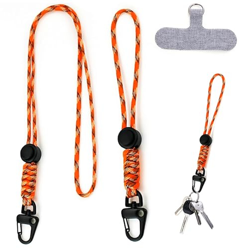 DHER Schlüsselanhänger Paracord Braided Carabiner Mit Schnurschloss Handgeflochtene Handgelenkband Karabiner Schlüsselanhänger für Handy, Kameratasche, Wasserflasche und mehr