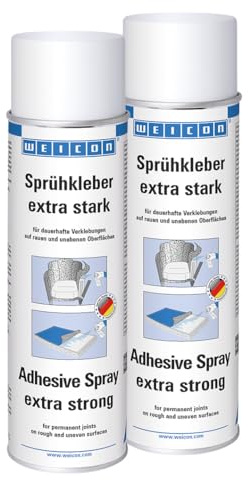 WEICON Spraylim extra stark 500 ml, transparent självhäftande spray, för filt, skum, läder, matta, gummi, trä set om 2