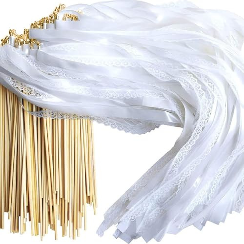 Mineup 50 Pezzi Bacchette Magiche Per Matrimonio, Bacchette Matrimonio Con Campane, Bacchett Da Sposa, Riutilizzabile Wedding Wands Per Matrimoni, Compleanni, Decorazioni Per Feste