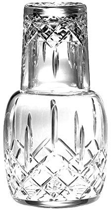 Barski - Mouth Blown - Hand Cut - Crystal - 2 Piece Set - 25 oz Bedside Night Carafe/Desktop Carafe with Tumbler Glass - 8.25 H - Made in Europe
