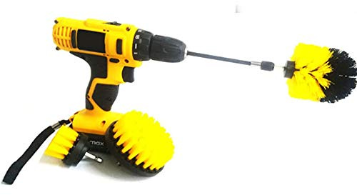 4 Piece Nylon Cleaning Brush Kit with 6in Extender. Drill Bit Attachment Brushes for All General Purpose Cleaning and Scrubbing!