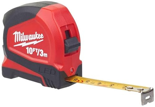 Milwaukee 48226602 48226602-Cinta métrica LED (3 m, 12 mm), rosso