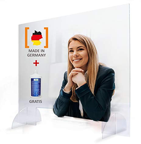 MyMAXXI | Selbststehender Spuckschutz Aufsteller aus 5mm Acrylglas standfest glasklar 100x75 cm Hygieneschutz | acrylic spit protection | Acryl Trennwand | Niesschutz Hustenschutz | Hygieneschutzwand