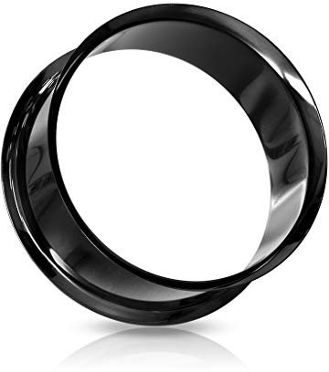 beyoutifulthings Ohr-Tunnel Schwarz Ohr-Piercing Edelstahl Ohr-Schmuck Double Flared Plug Sattel-Verschluss 35mm