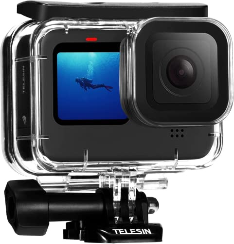 TELESIN 60M Wasserdichtes Gehäuse Hülle für GoPro Hero 13/12/11/10/9 Black | 60M/200FT schützende Unterwasser mit Halterung und Befestigungsschrauben für Go Pro Hero 13/12/11/10/9 Schwarz