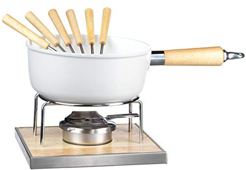 MÄSER 931889 Lot de 9 fondue au fromage pour 6 personnes - Kit complet pour fondue suisse avec pot revêtu en céramique - Dans un joli coffret cadeau en aluminium - 2,2 l