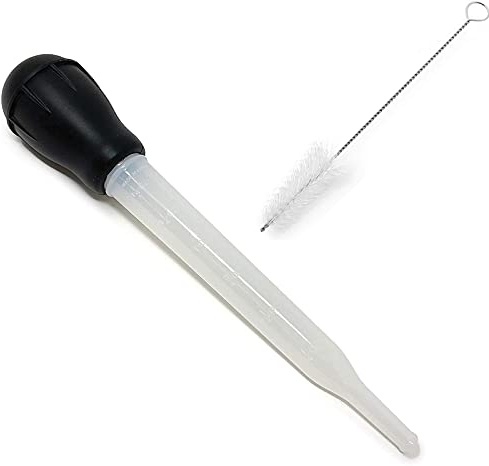 Putthahn-Spritze mit Reinigungsbürste, Spritze zum Kochen – 29,2 cm Bratenspritze mit Maßen für BBQ, Grill, Backen, Küche, Kochen …