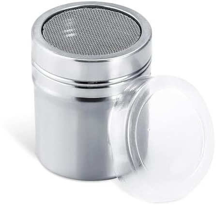 Powder Sugar Shaker with Lid, Protein Powder Shaker Bottle Powdered Sugar Sifter Stainless Steel Fine Mesh Powder Shaker for Bread Baking, Sifter Cocoa, Cinnamon Powder, Icing Sugar, Chocolate Coffee