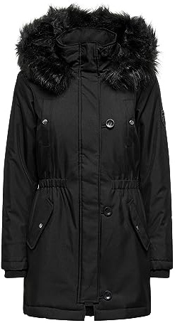 ONLY Damen Winterparka Iris 15213755 Damenjacke mit Fellkapuze black: black fur XXL