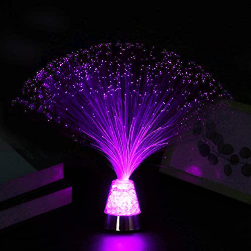 XiXiRan Luz de Noche de Fibra Óptica, Luz Nocturna de Fibra Óptica Con Cambio de Color Lámpara de Mesa LED, Lámpara de Fibra Óptica con 6 Cristales Cambiantes de Color Lámpara, Dormitorio Decoración
