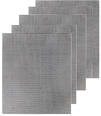 ECOOPTS Set di 5 tappetini in rete per barbecue, antiaderenti, riutilizzabili, resistenti al calore, per grigliare carne, verdure, cucinare, cuocere al forno, 40 x 33 cm (5)