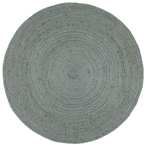 vidaXL Teppich Handgefertigt Jute Wohnzimmerteppich Juteteppich Handwebteppich Bodenmatte Schlafzimmer Wohnzimmer Flur Rund 180cm Olivgrün