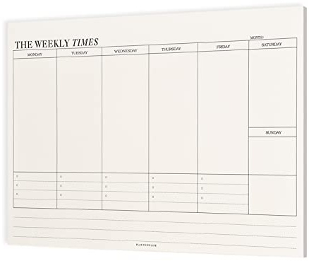 Veckoplanerarblock, Habit Tracker, 60 ark 24,5 x 17,5 cm, mötesplanerare med att göra-lista utan datum, veckoplanerare, veckoöversikt, inköpslista, dagsplanerare för skola, kontor, hushåll (A)
