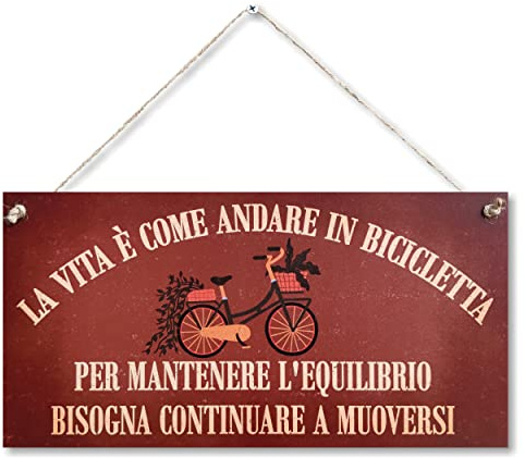 CARISPIBET La vita è come una bicicletta cartelli decorativi appesi ornamenti da parete 15 x 30 cm