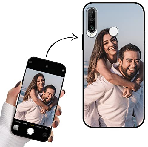 Yoedge Personalisierte Handyhülle für Huawei P30 Lite Hülle Selbst Gestalten mit Eigenem Foto Bild Text Personalisiert Case Individuelle Geschenk Schutzhülle Schwarz Cover für Huawei P30 Lite 6,15