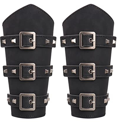 Mayting 2-pack läderarmband vikingabältar riddare pansararmband medeltida bågskytte armskydd krigare halloween cosplay kostym (B)