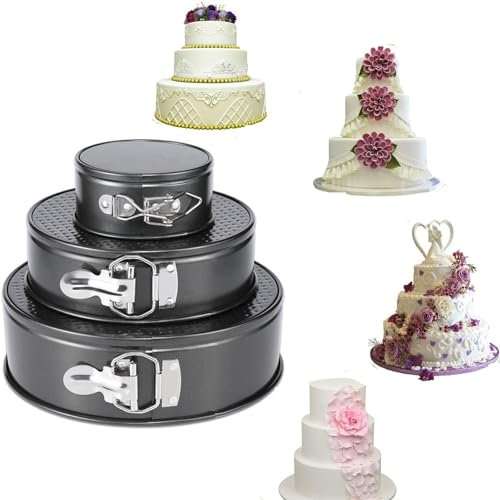 HERCHR 3 Stück Springform, Runde Backform, Backformen, Tortenform Kuchenform Rund Mit Abnehmbarem Boden Antihaft Springform Set, Kuchenbackform Für Geburtstag/Hochzeit/Hause (20/22/24cm)